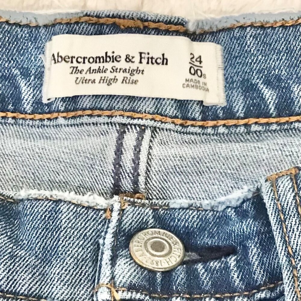 Abercrombie 00 (24) Ultra High Rise Denim Women’s Shorts Homemade Jeans Cutoffs - Picture 4 of 6